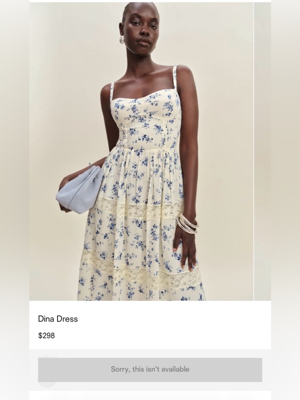 Reformation Dina Dress Blue - Size 6